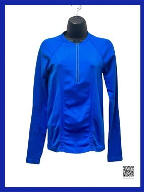 Athleta (Small) Tracker 1/2 Zip Blue Fitted Long Sleeve Top - Size Small